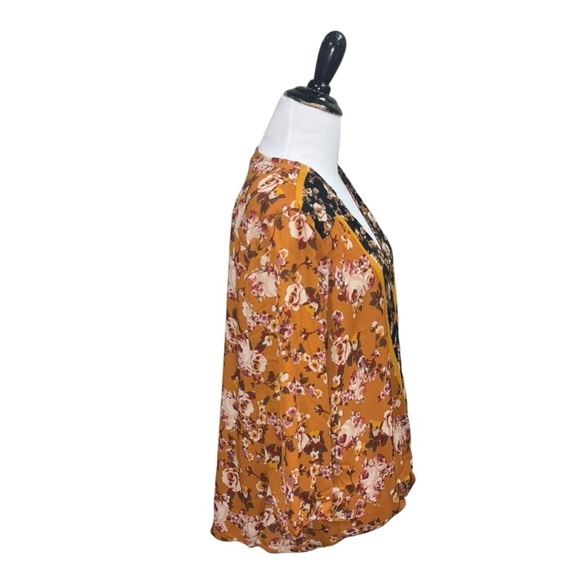 Zac & Rachel Women's L Large Faux Wrap Blouse Top Asian Inspired Cherry Blossom - Picture 4 of 7